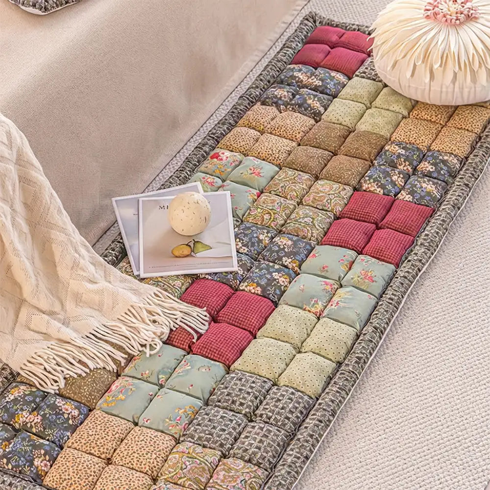 Handmade Vintage Floral Soft Stuffed Pet Mat Non-Slip Couch Cover