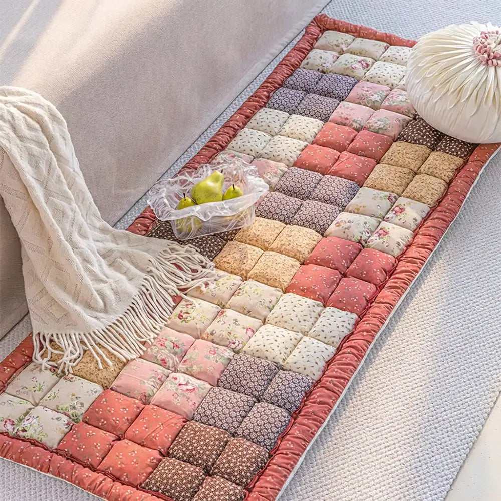 Handmade Vintage Floral Soft Stuffed Pet Mat Non-Slip Couch Cover