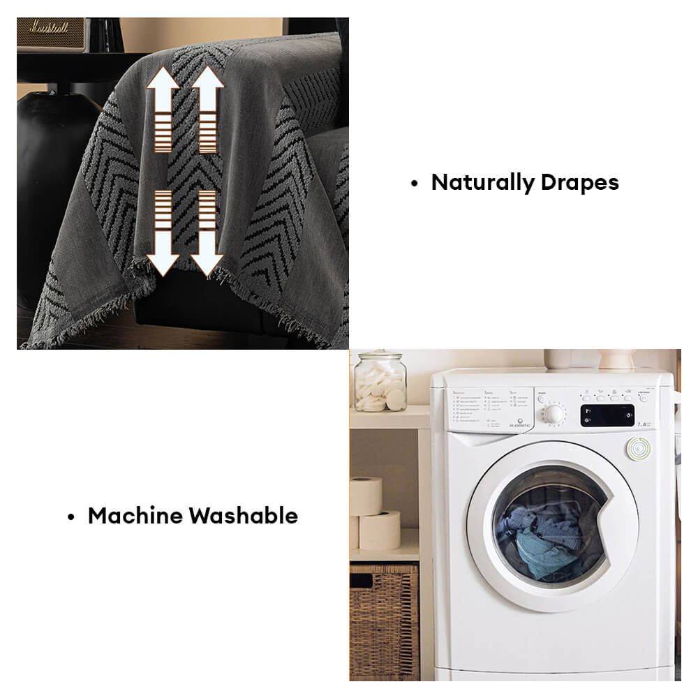 Herringbone Chenille Durable Throw Couch Cover with Seamless Pattern Stitching