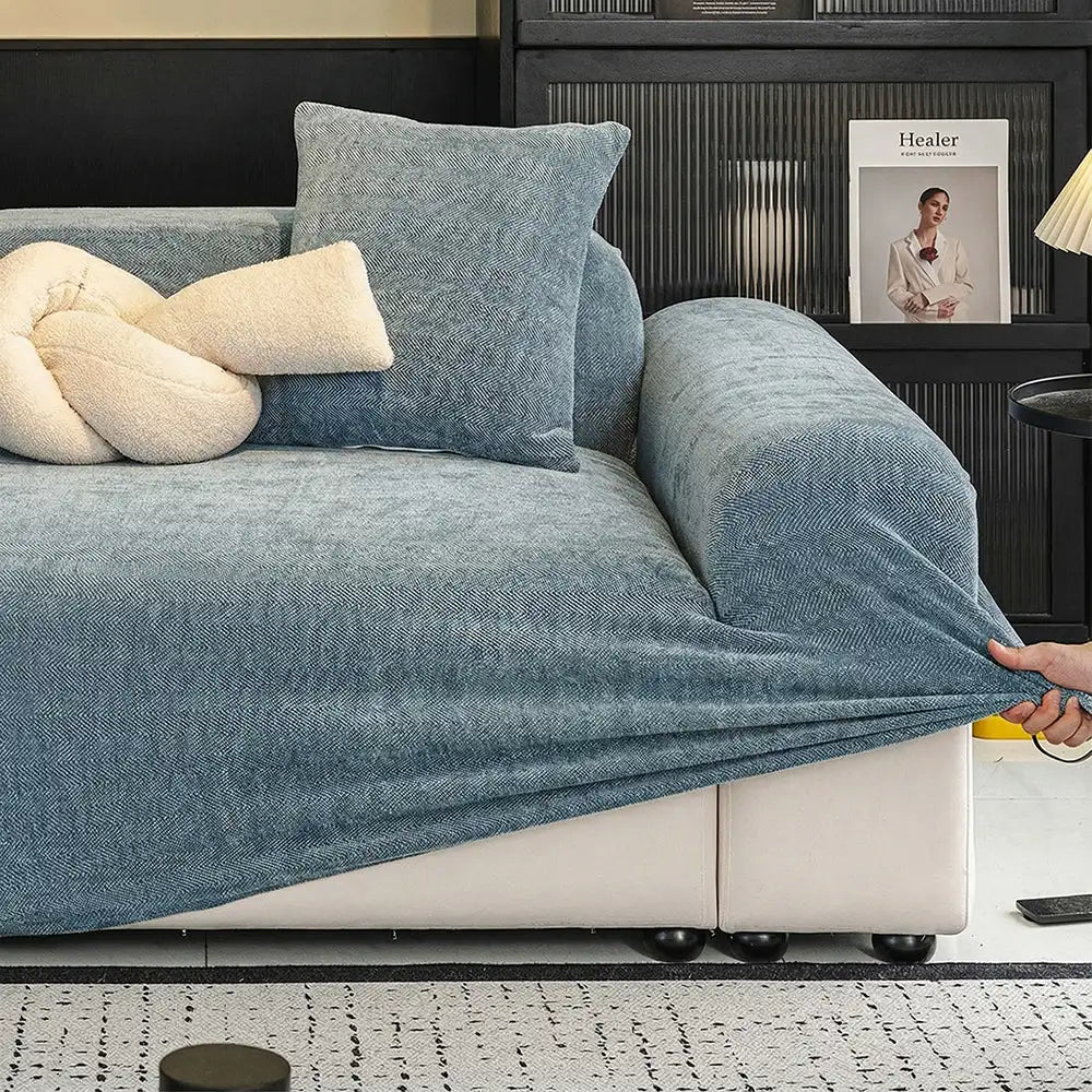 Herringbone Full Coverage Comfortable Scratch-Resistant Sofa Protection Magic Outdoor Couch Cover