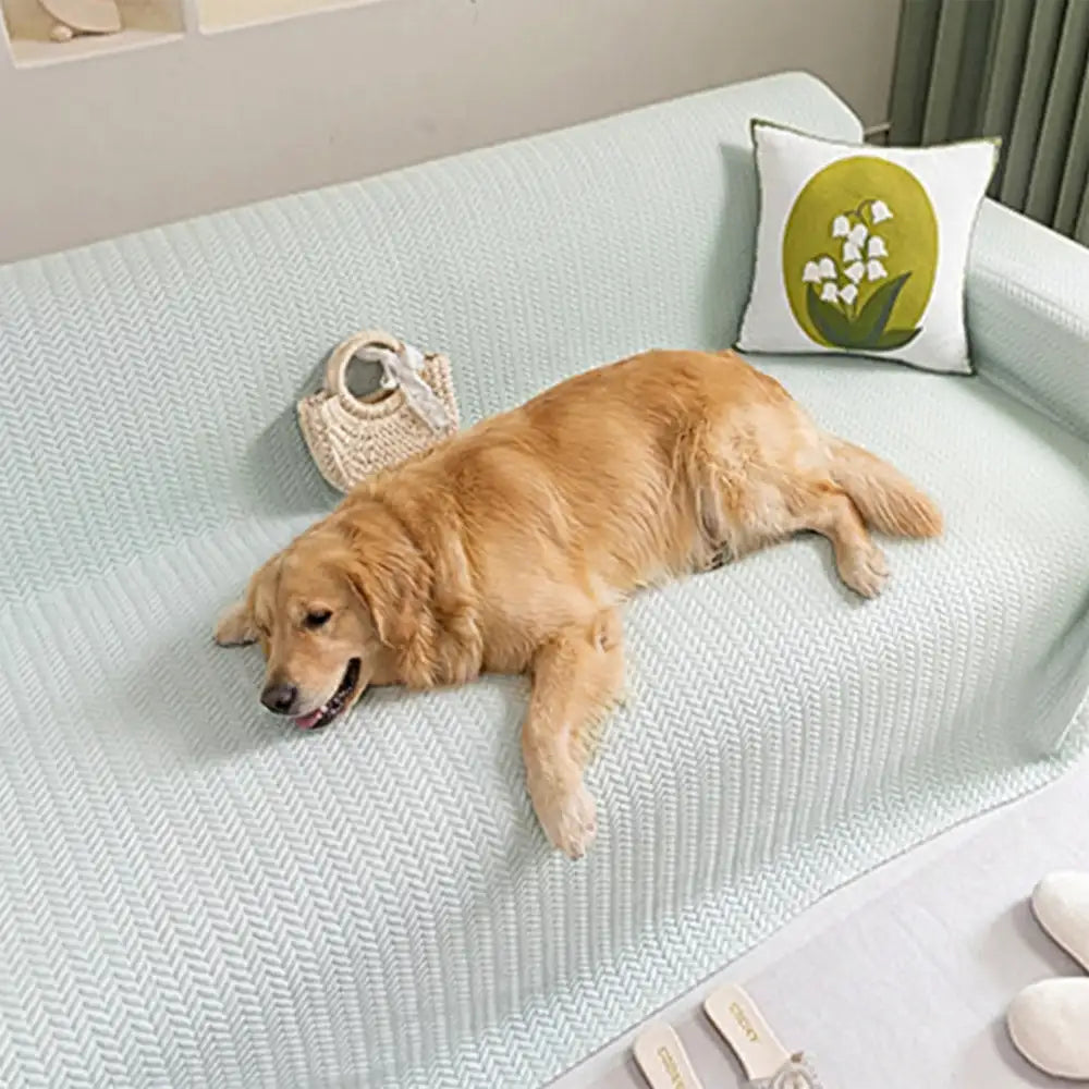 Herringbone Ice Silk Cooling Breathable Sofa Protector Washable Couch Cover