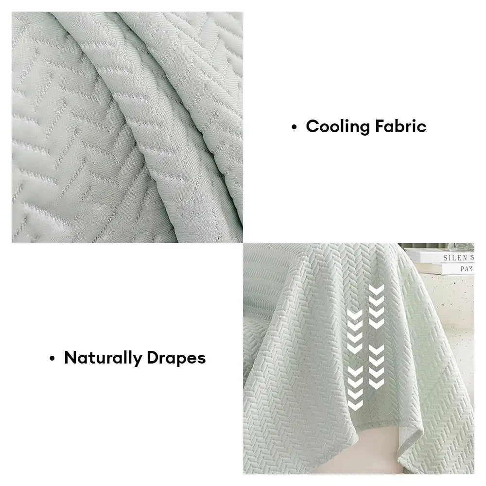 Herringbone Ice Silk Cooling Breathable Sofa Protector Washable Couch Cover