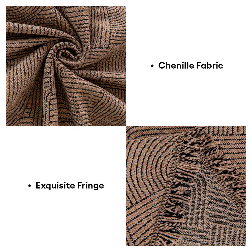 Linework Pattern Chenille Comfortable Scratch-Resistant Sofa Protection Couch Cover