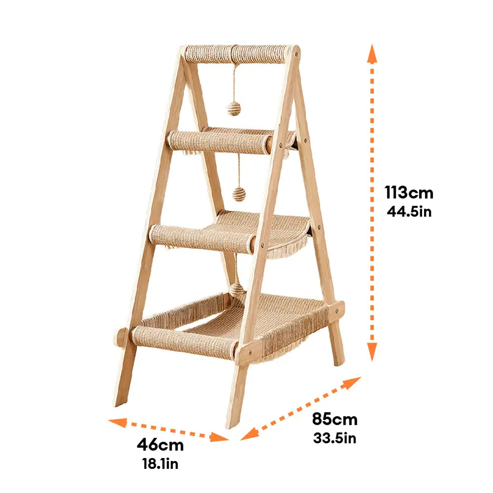 Multi-Cat Family Hammock-Style Wooden Cat Tree - 3 in 1