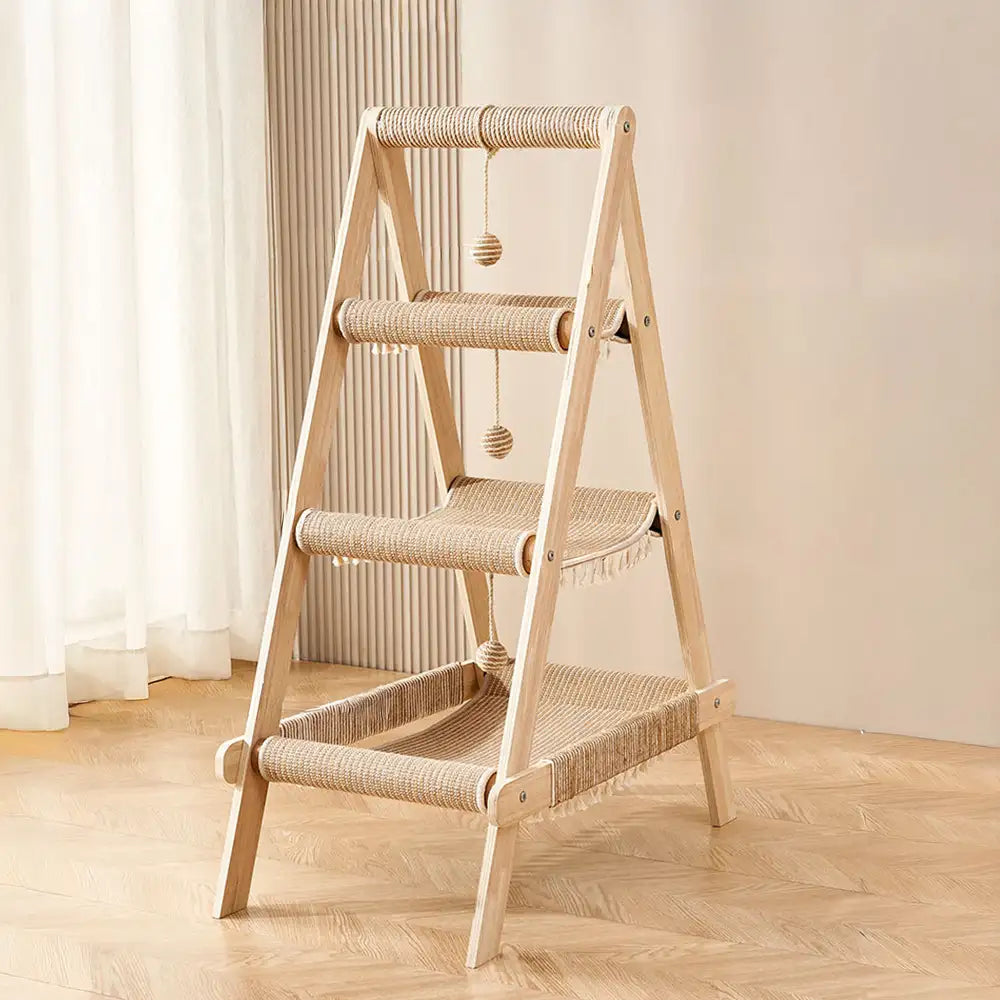 Multi-Cat Family Hammock-Style Wooden Cat Tree - 3 in 1