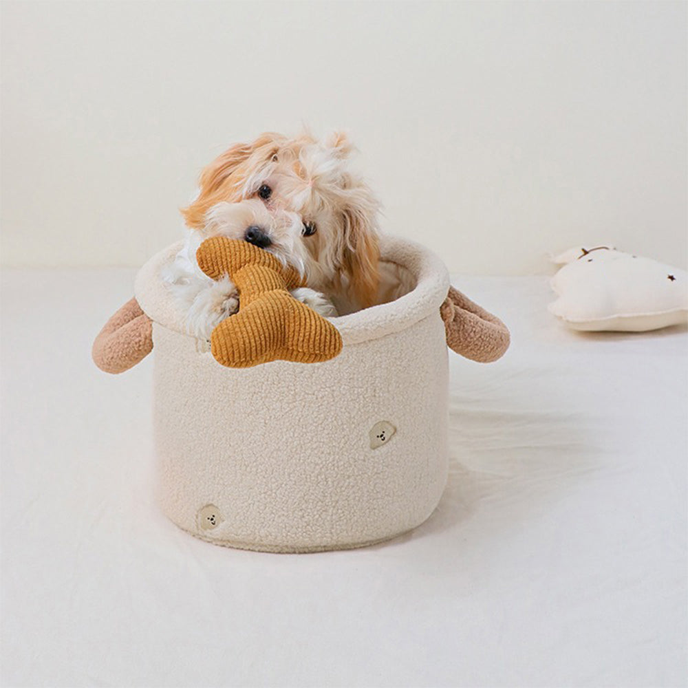 Multi Functional Durable Plush Dog Toy Storage Basket FunnyFuzzy