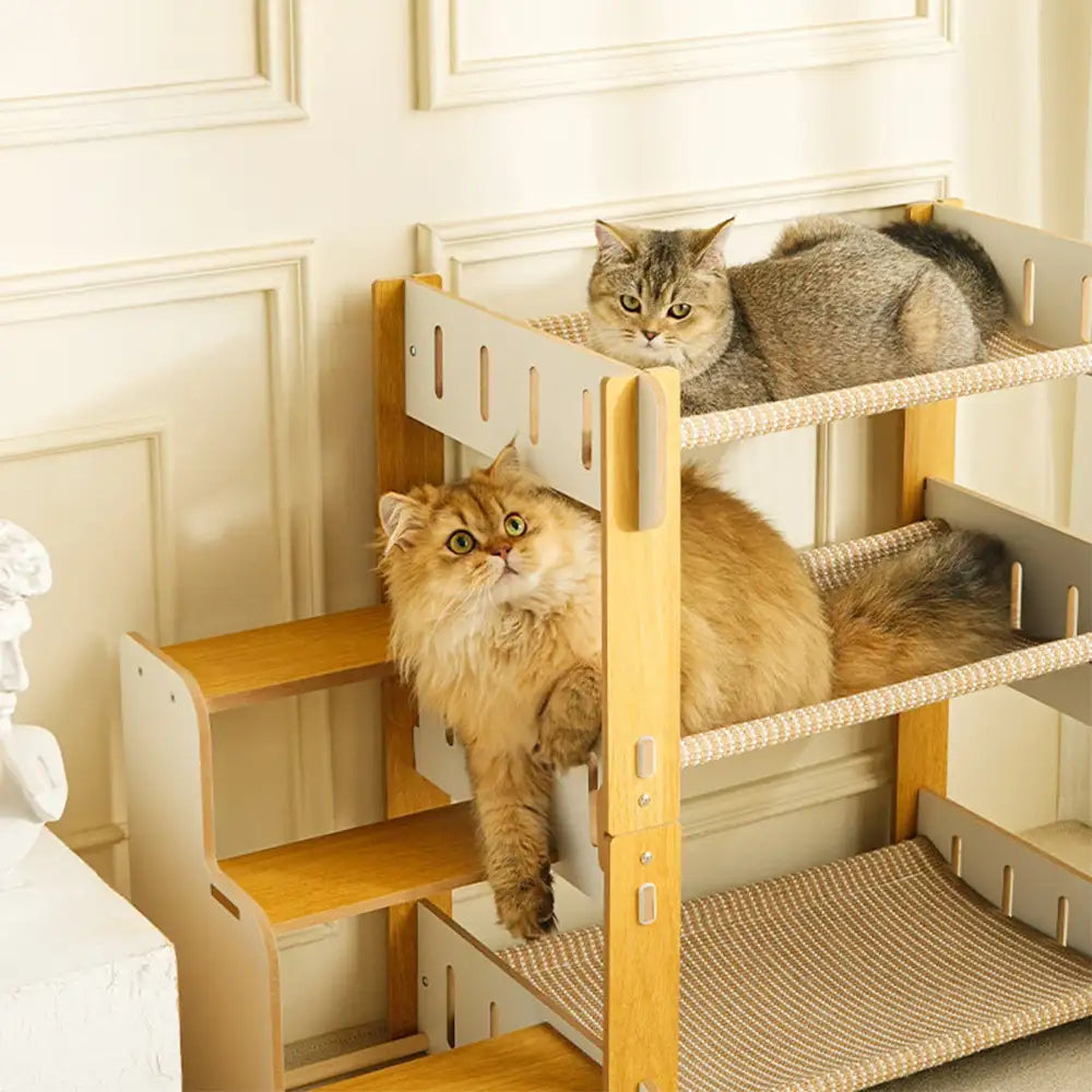 Multi-Tiered Faux Sisal Cat Scratching Cat Hammock with Stairs
