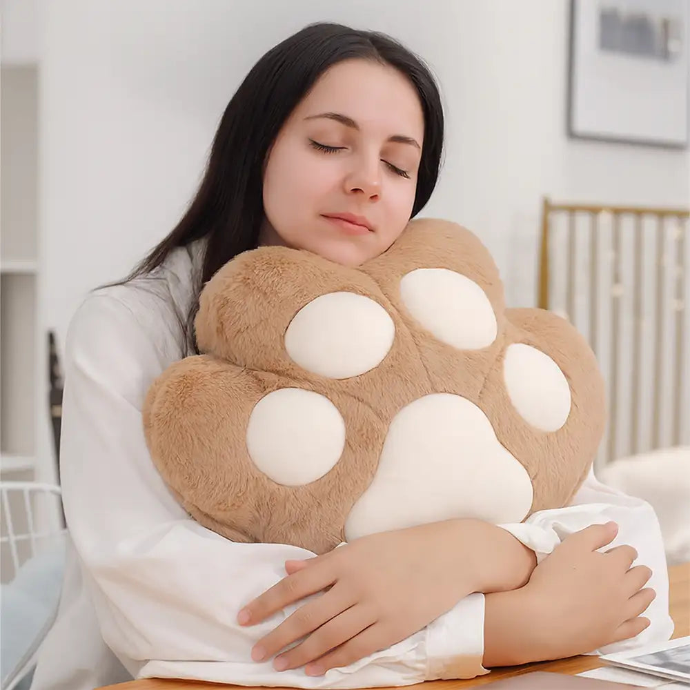 Multifunctional Cat Paw Pillow & Soft Short Plush Blanket Set