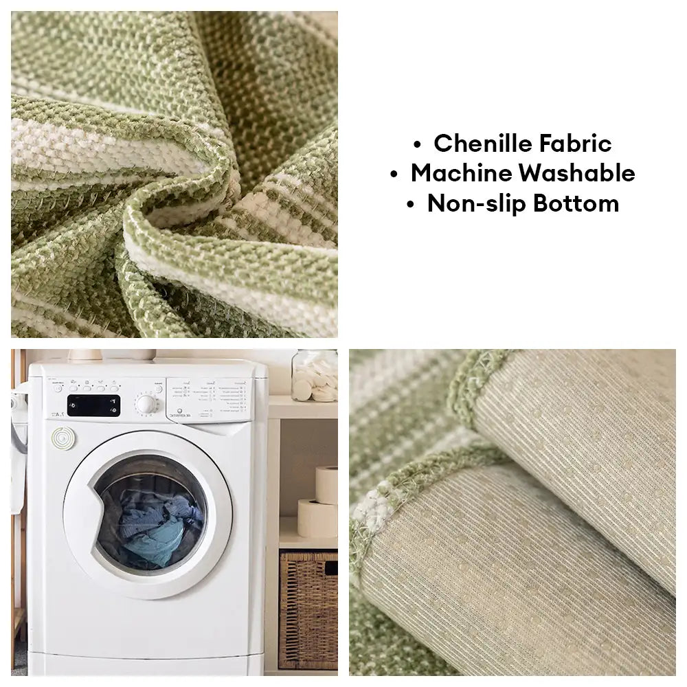Natural Stripe Chenille Thickend Sofa Protection Washable Non-Slip Couch Cover