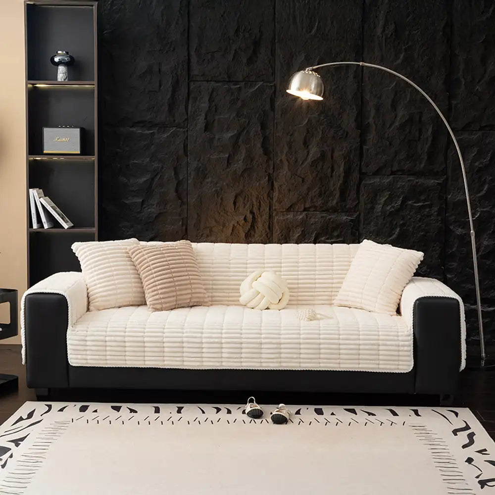 One-Piece Cozy Flannel Sofa Protection Non-Slip Couch Covers