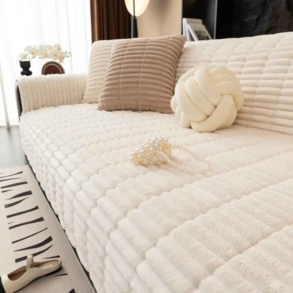 One-Piece Cozy Flannel Sofa Protection Non-Slip Couch Covers