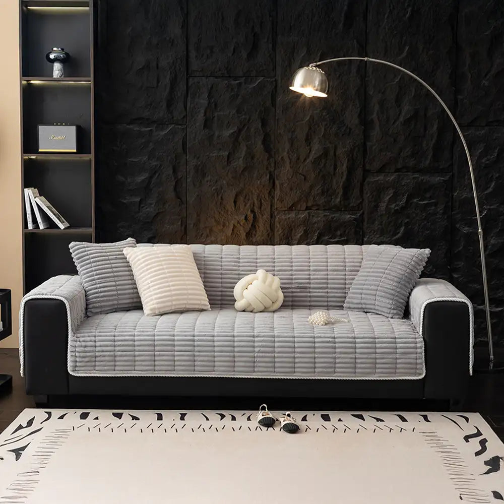 One-Piece Cozy Flannel Sofa Protection Non-Slip Couch Covers