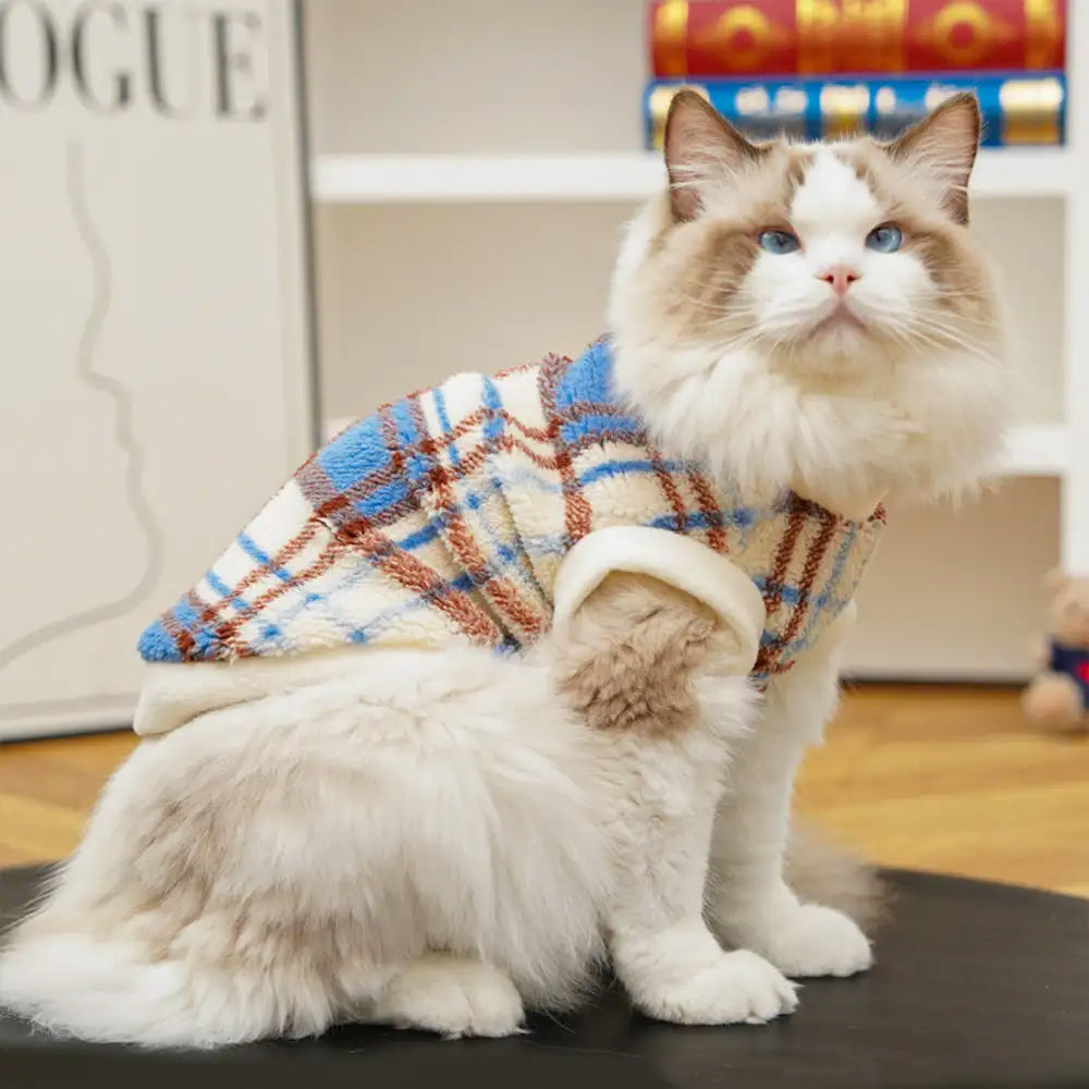 Plaid Comfortable Warm Plush Dog Sweater Suitable For All Breeds of Dogs