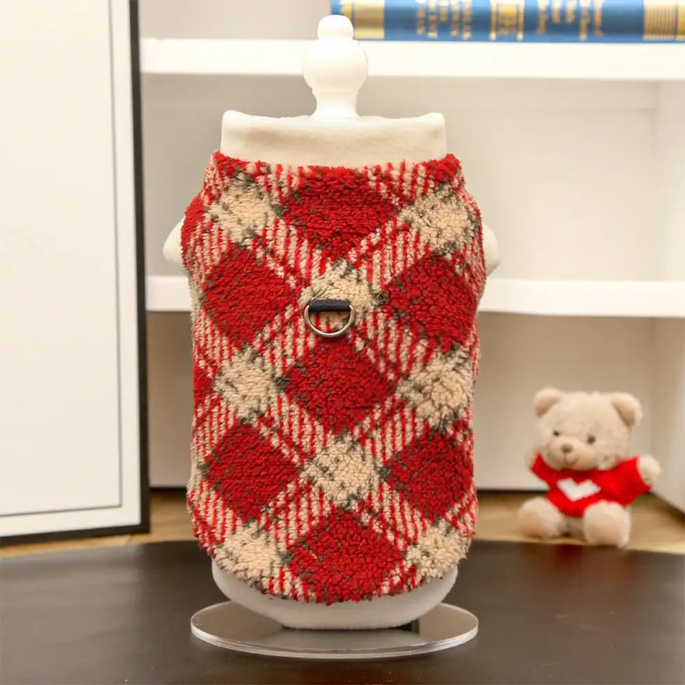 Plaid Comfortable Warm Plush Dog Sweater Suitable For All Breeds of Dogs