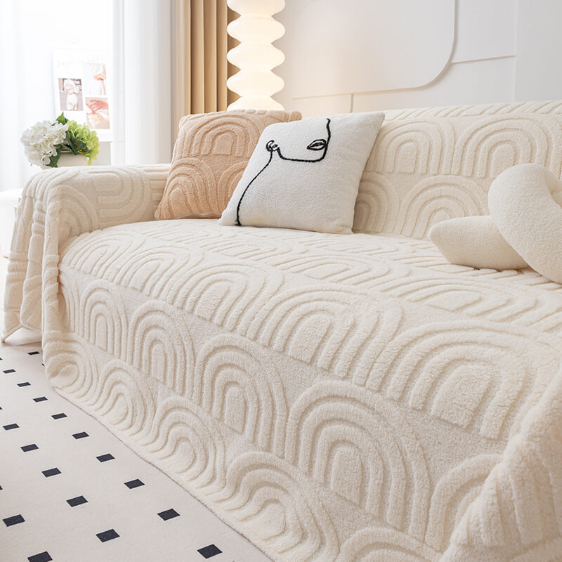 Plush Arch Pattern Modern Dual-Use Throw Blanket Couch Cover