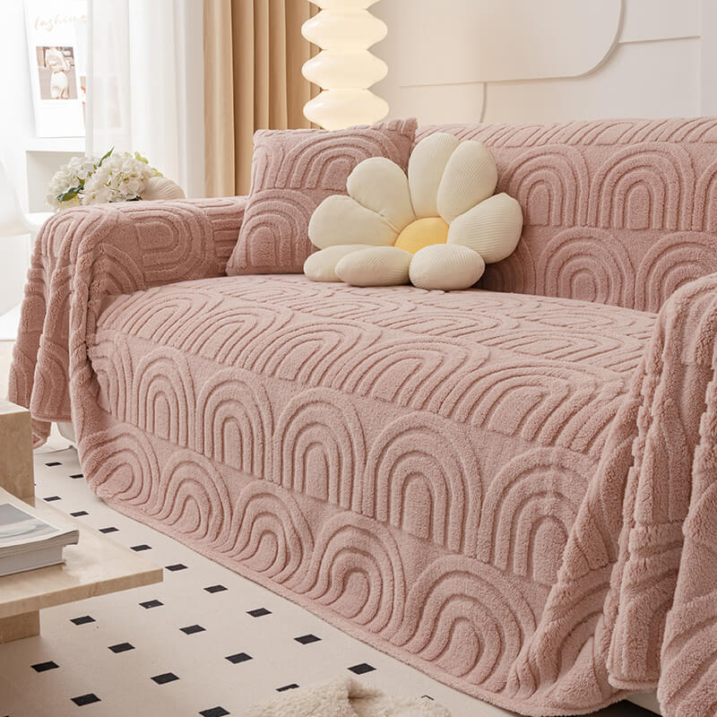 Plush Arch Pattern Modern Dual-Use Throw Blanket Couch Cover