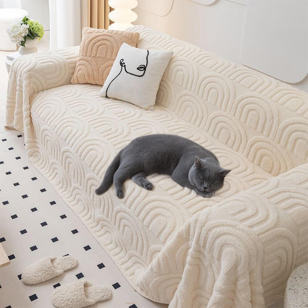 Plush Arch Pattern Modern Dual-Use Throw Blanket Couch Cover