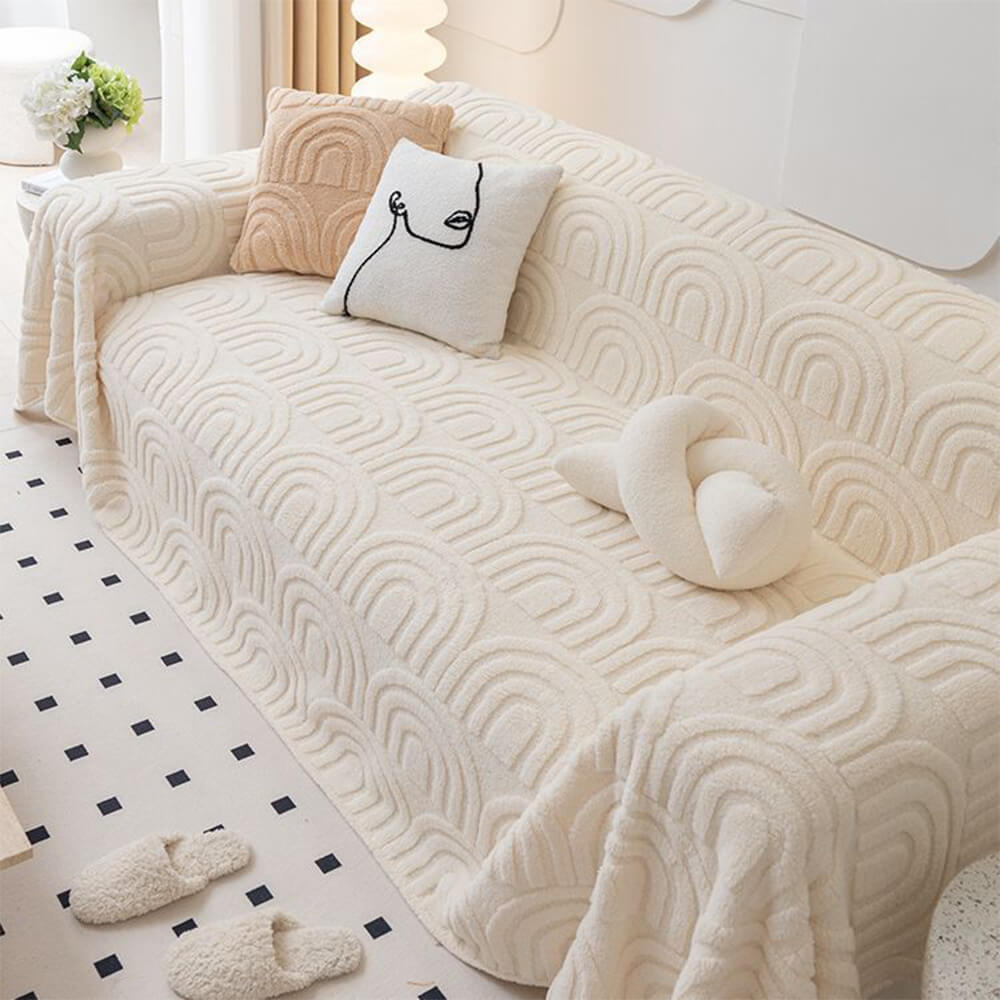 Plush Arch Pattern Modern Dual-Use Throw Blanket Couch Cover