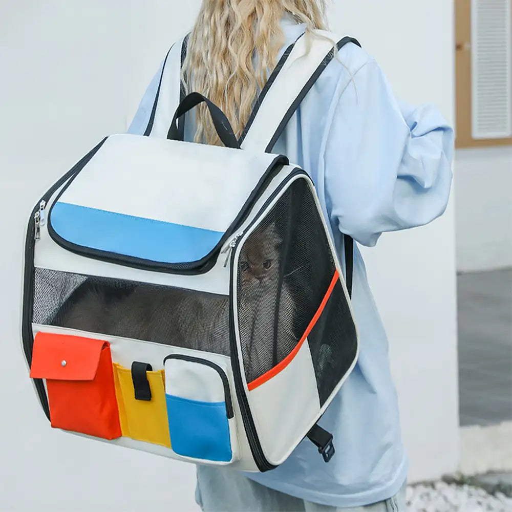 Portable Rolling Pet Backpack Carrier with Detachable Trolley