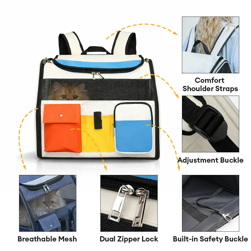 Portable Rolling Pet Backpack Carrier with Detachable Trolley