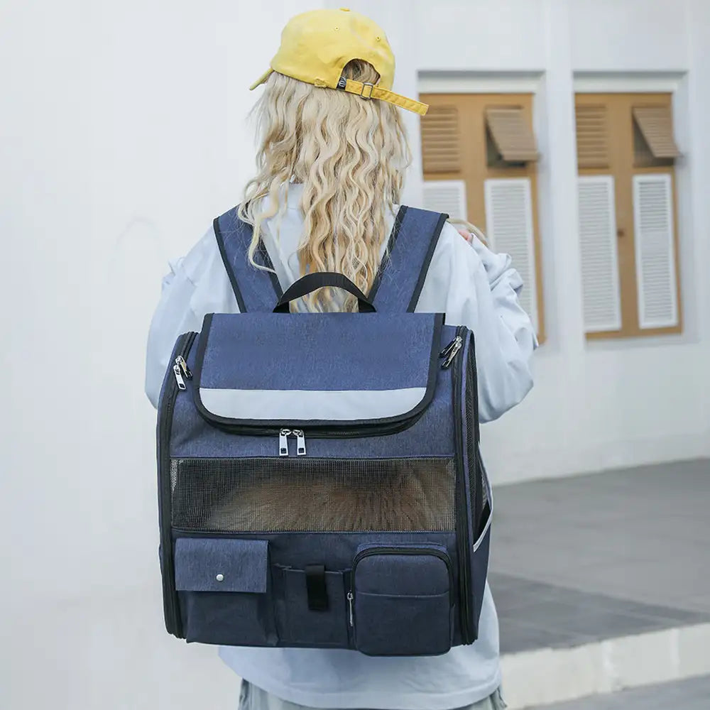 Portable Rolling Pet Backpack Carrier with Detachable Trolley