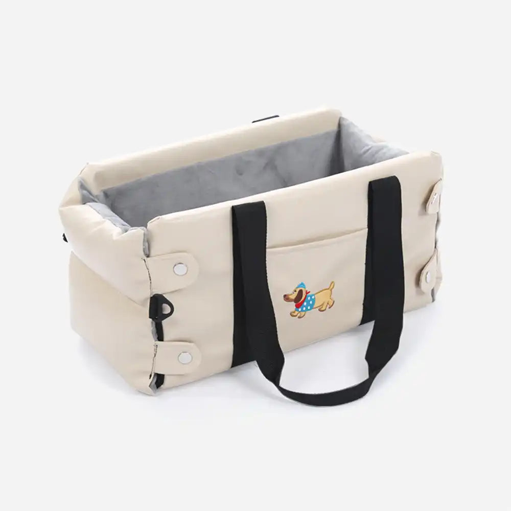 Portable Travel Faux Leather Waterproof Center Console Pet Car Seat