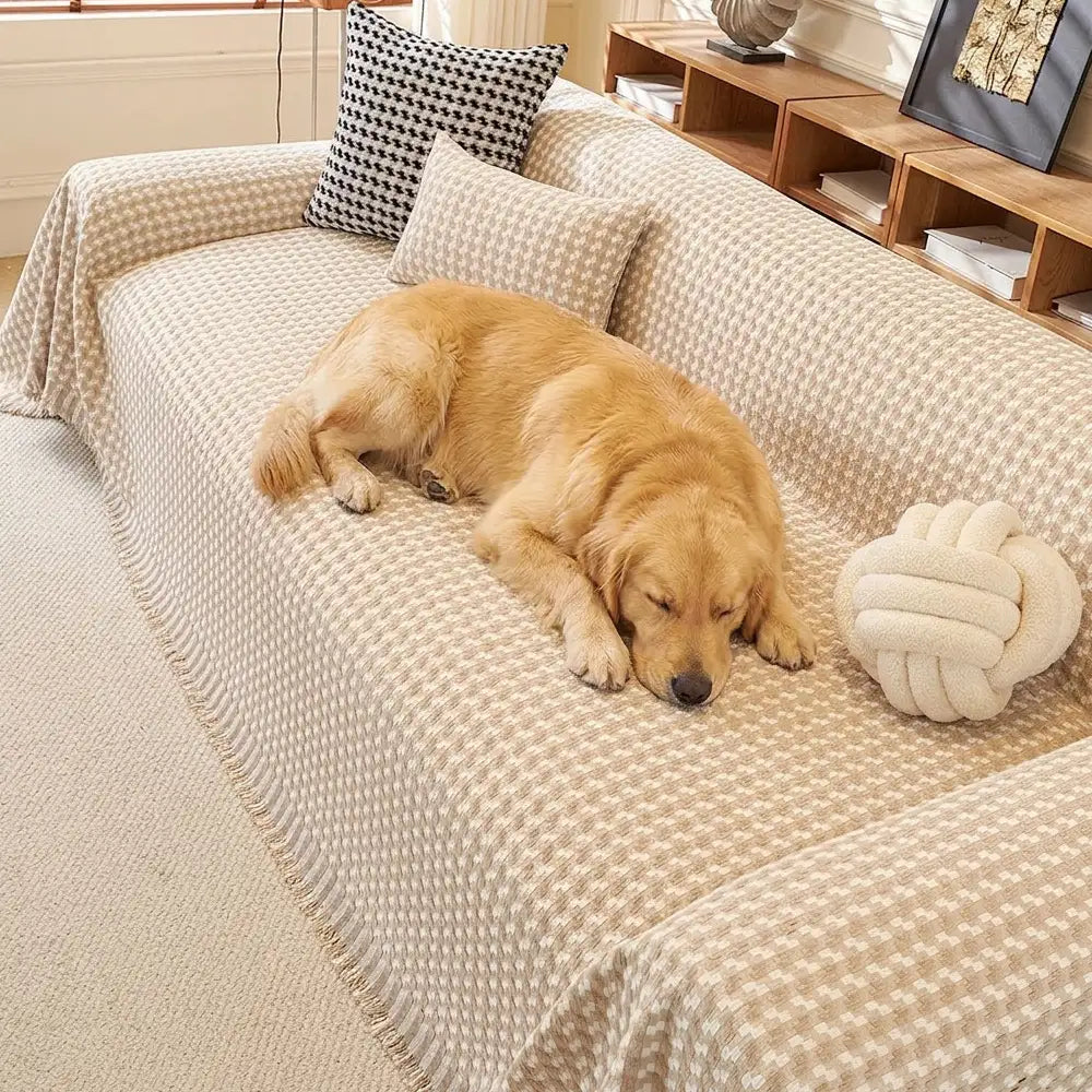 Puzzle Textured Chenille Scratch-Resistant Sofa Large Blanket Couch Cover