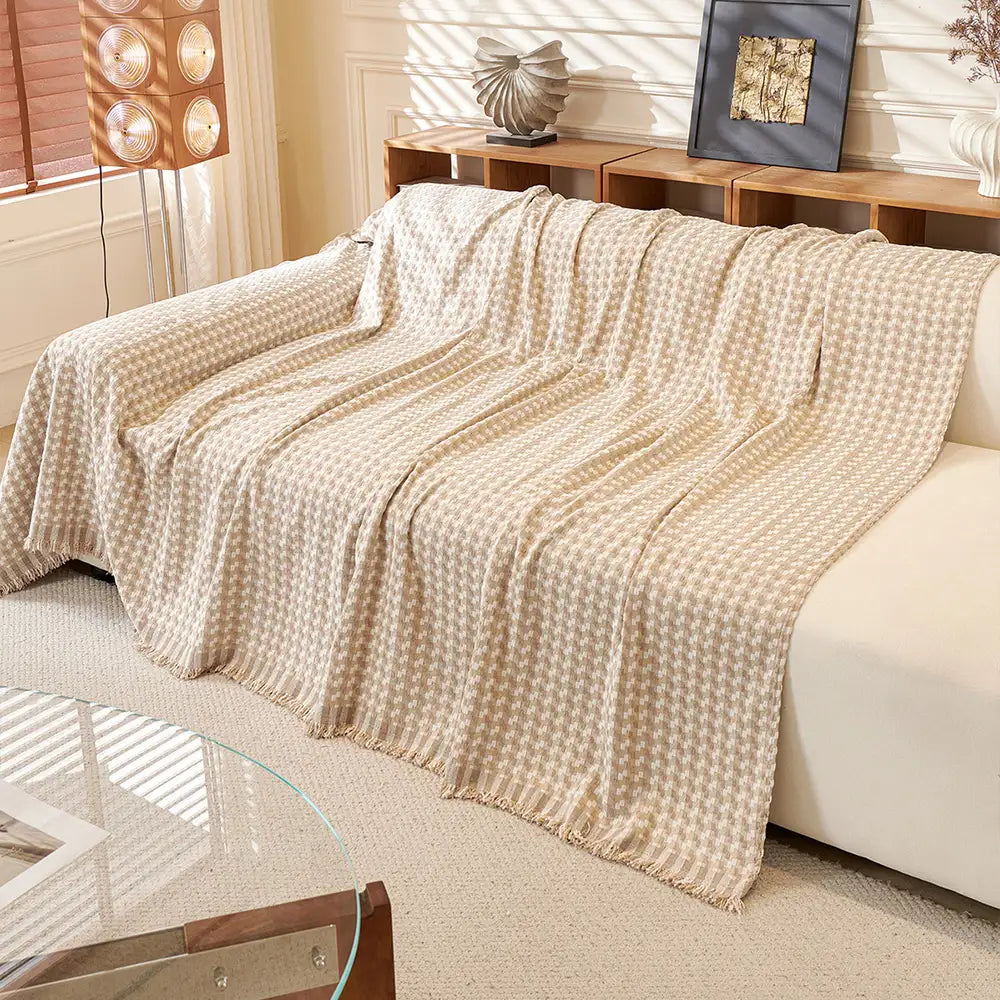 Puzzle Textured Chenille Scratch-Resistant Sofa Large Blanket Couch Cover