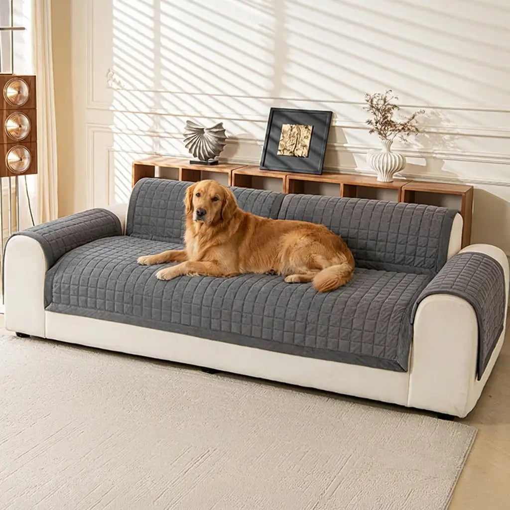 Quilted Square Simple Comfortable Sofa Protector Non-Slip Couch Cover