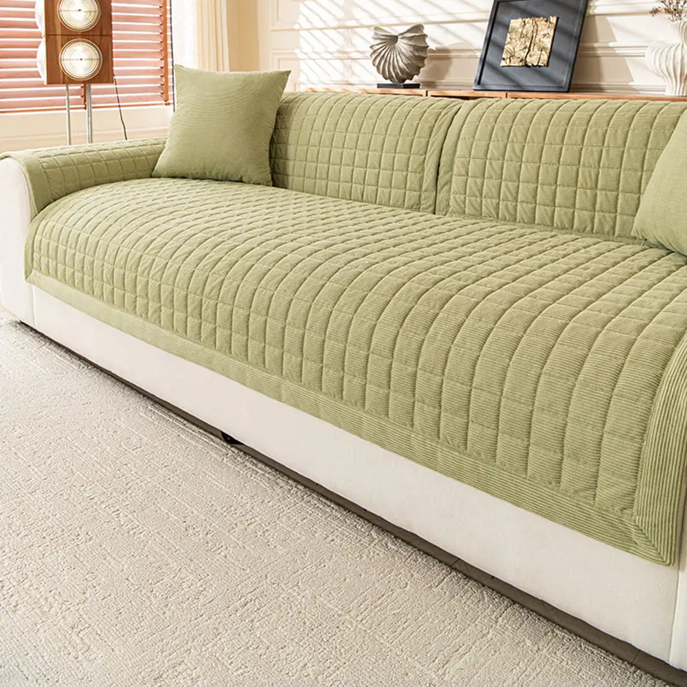 Quilted Square Simple Comfortable Sofa Protector Non-Slip Couch Cover