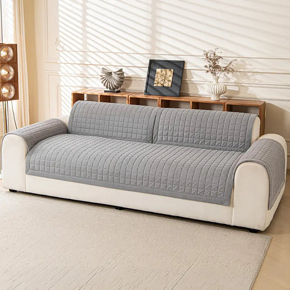 Quilted Square Simple Comfortable Sofa Protector Non-Slip Couch Cover
