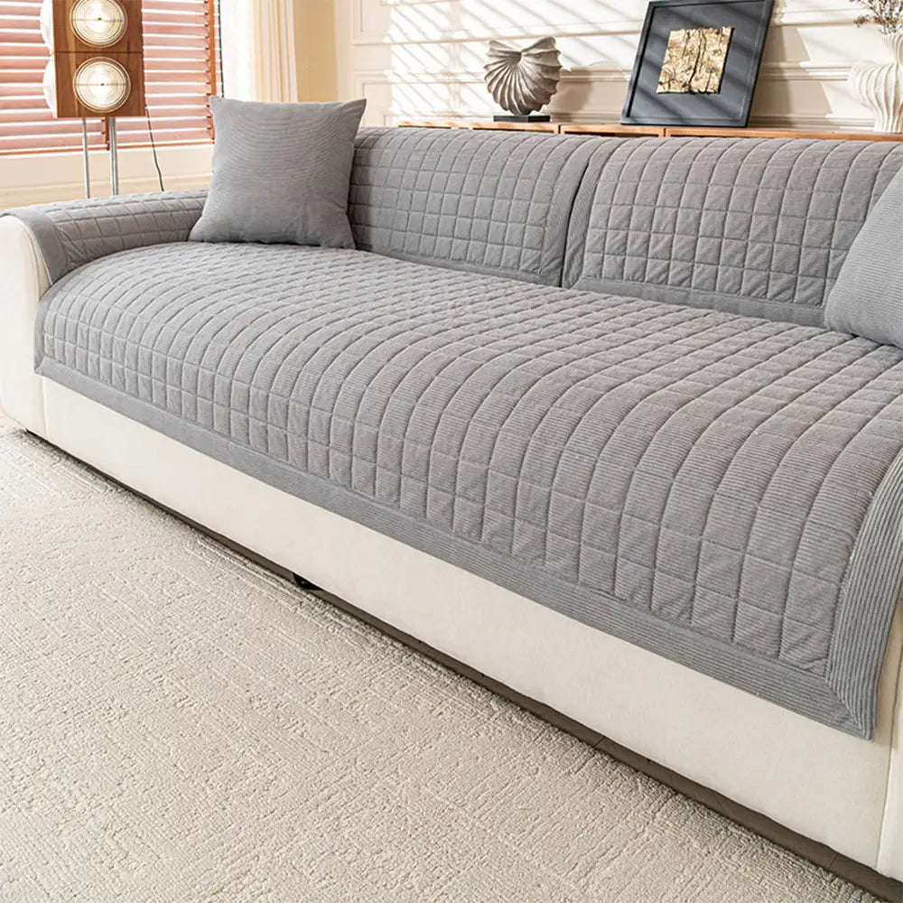 Quilted Square Simple Comfortable Sofa Protector Non-Slip Couch Cover