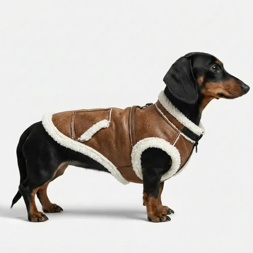 Retro Suede Dachshund Dog Vest - FUNNYFUZZY