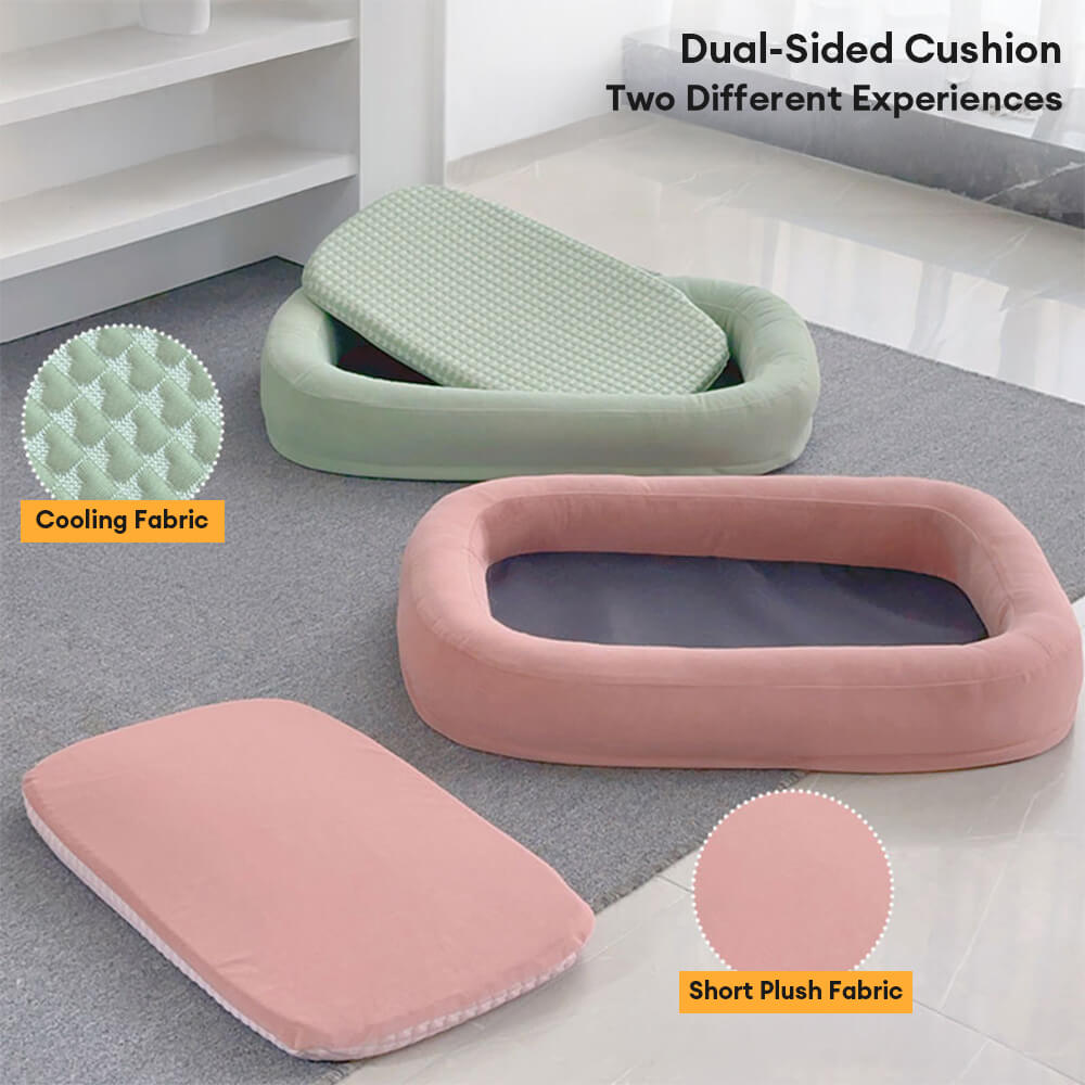Soft Cooling Reversible Washable All-Season Oval Dog Bed