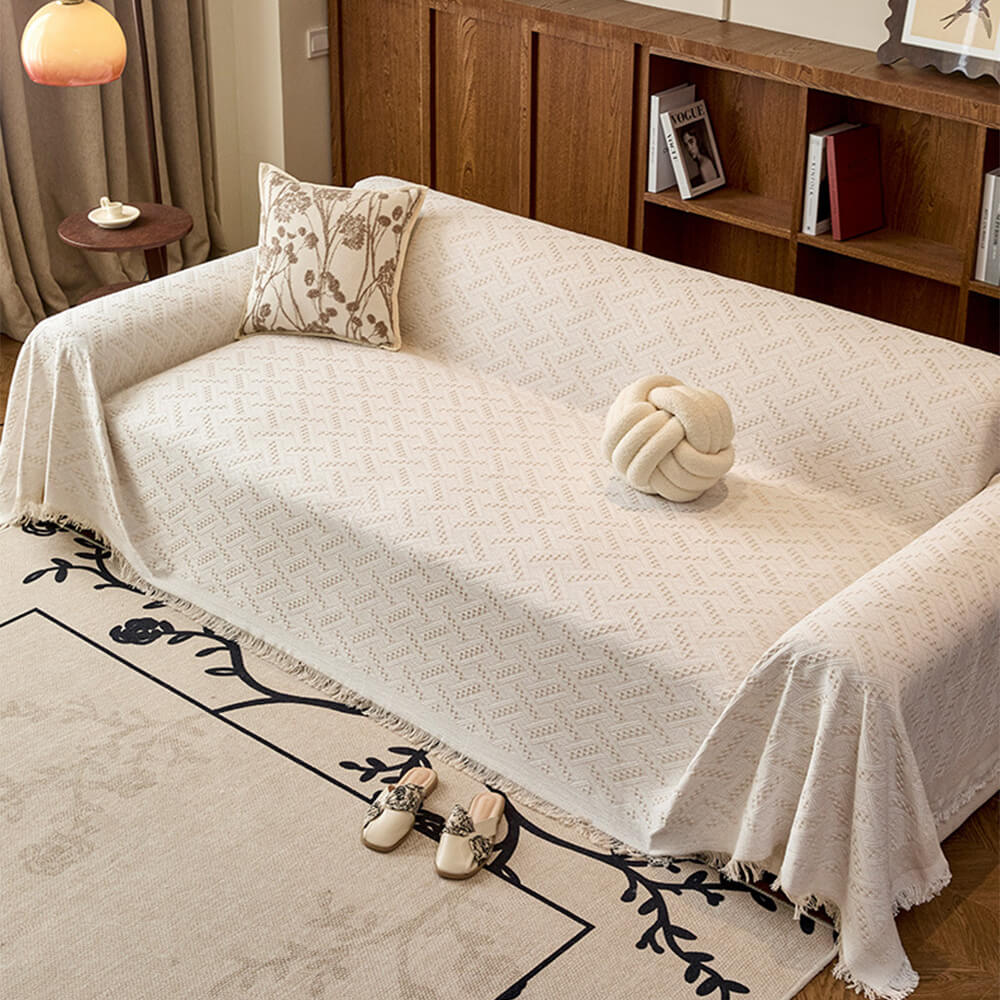 Soft T-Pattern Cotton Gauze Sofa Drape Throw Couch Cover