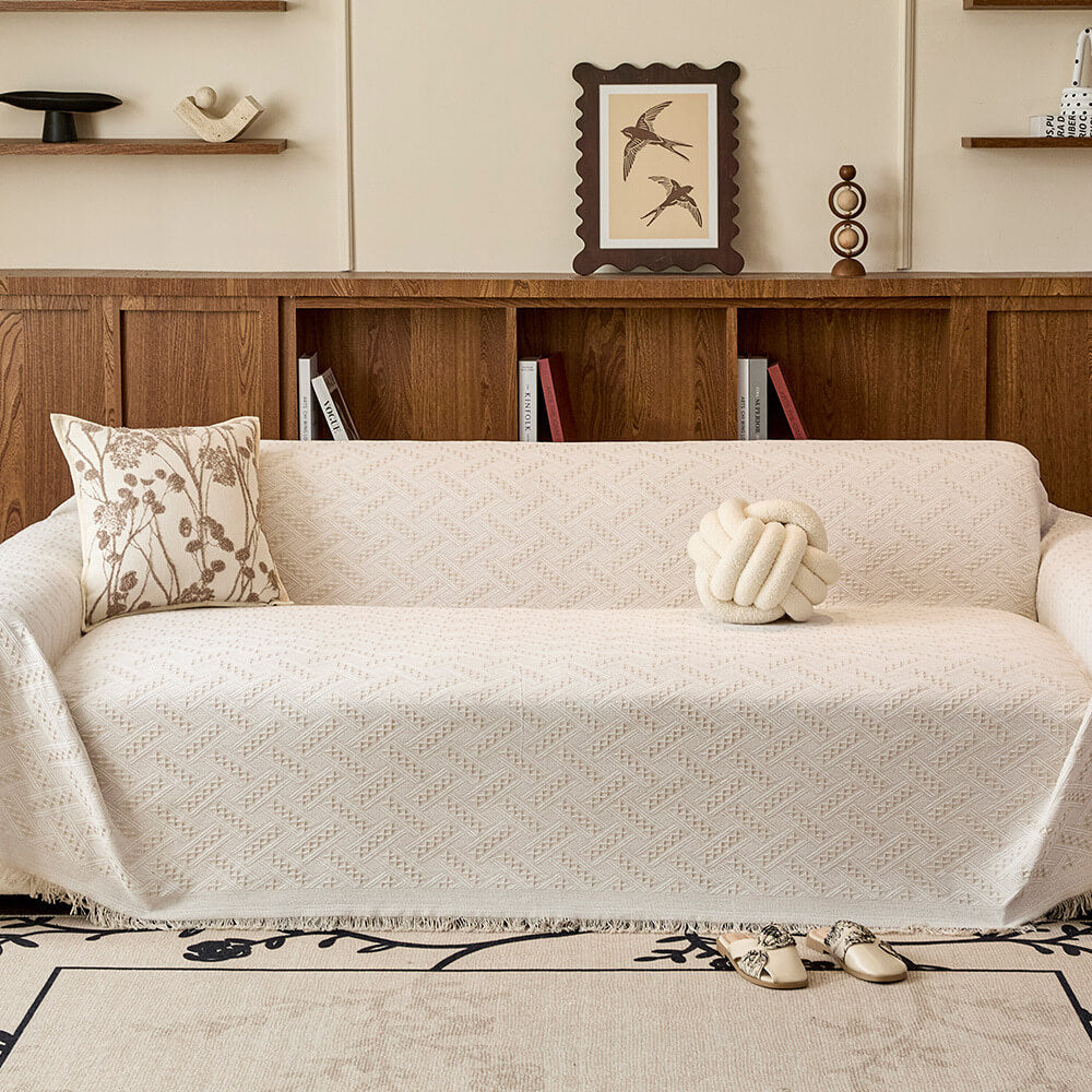 Soft T-Pattern Cotton Gauze Sofa Drape Throw Couch Cover