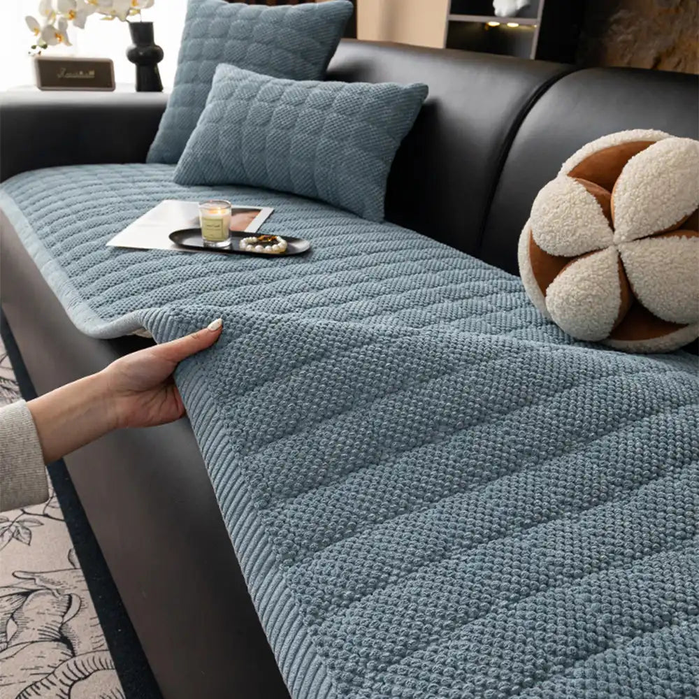 Square Corduroy Anti-Scratch Fabric Pet Friendly Non-Slip Couch Cover