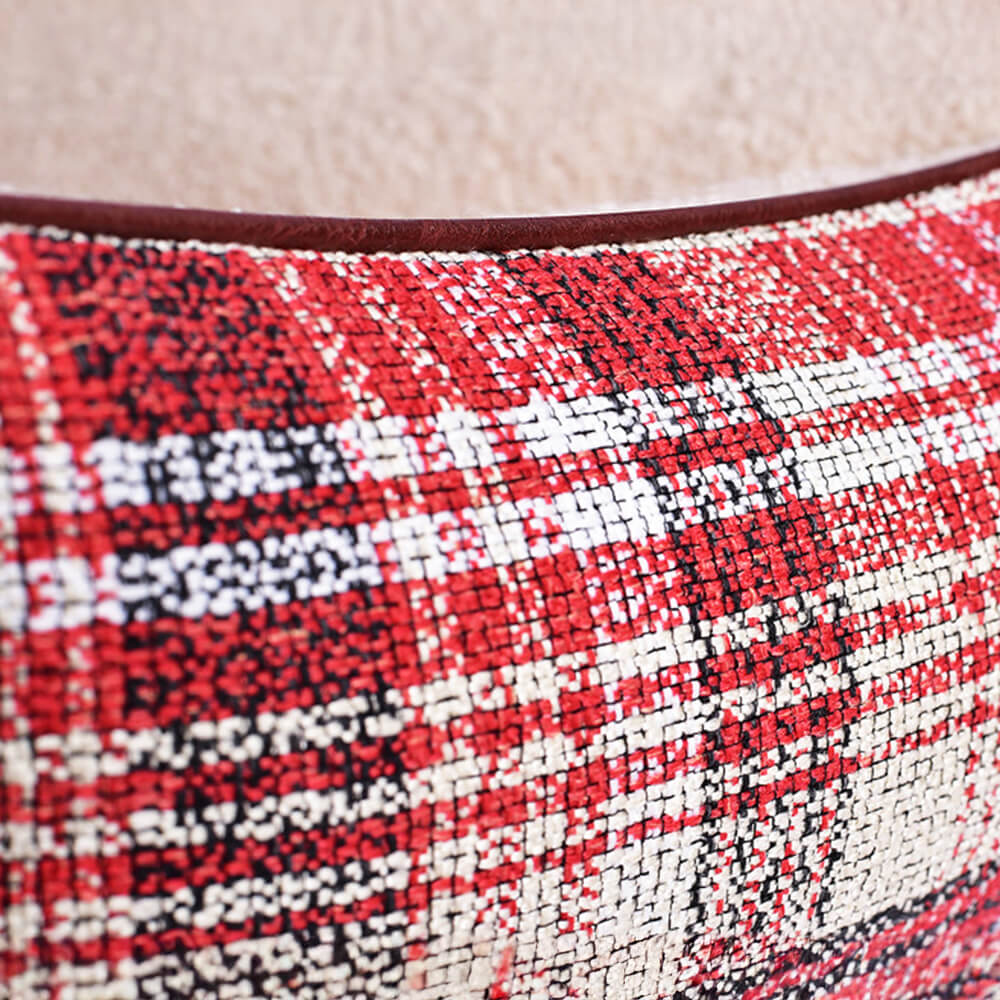 Quadratisches Vintage-Karobett aus Kunst-Sherpa-PU-Leder für Hunde und Katzen