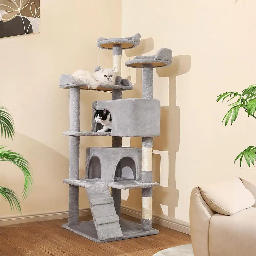 Árbol para gatos de varios niveles, resistente y de felpa, con cómodos compartimentos & Rascadores