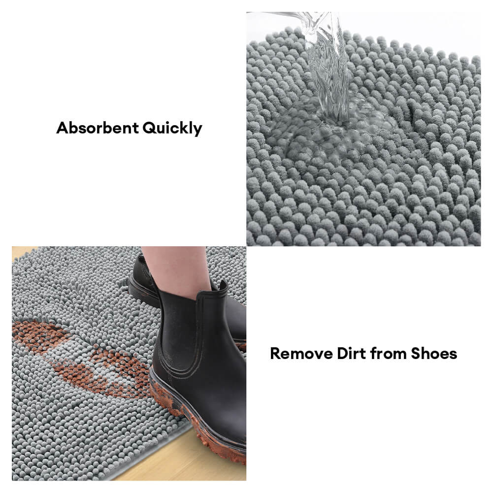 Ultra-Absorbent Non-Slip Chenille Front Door Mat for Muddy Dog Paws