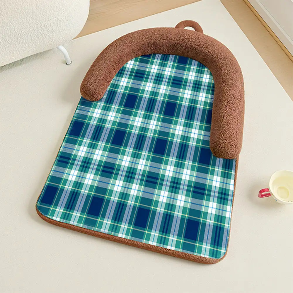 Vintage Plaid Spine Protection Large Dog Bed Pillow Dog Bed