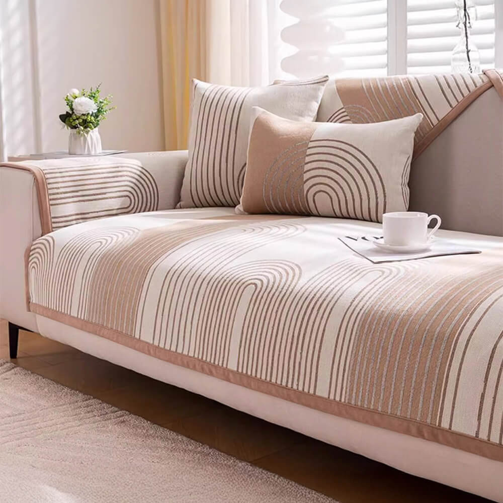 Chenille Arch Pattern Scratch-Resistant Couch Cover