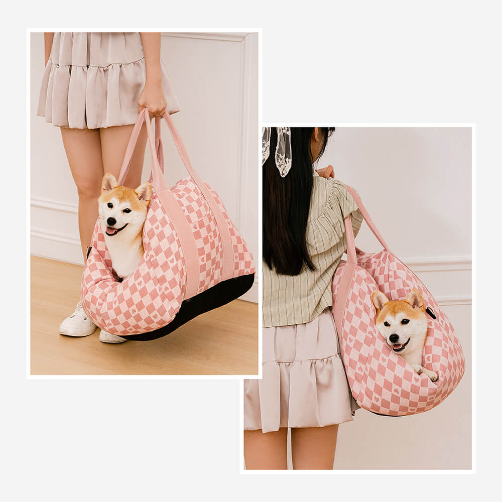 Camilla de asiento de automóvil para perros vintage corazón