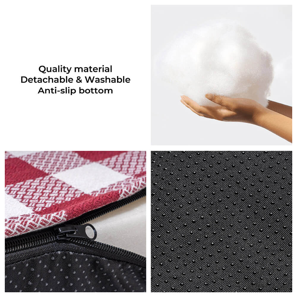 Cama festiva clásica de tartán acogedor perro anti-ansiedad calmante