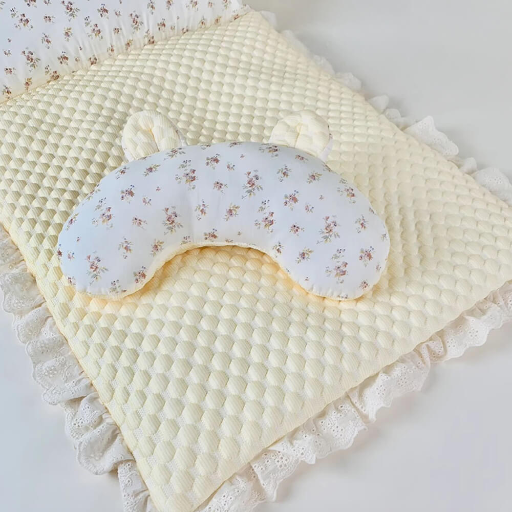 Floral Ice Silk Dog & Cat Cooling Mat Neck Support with Pillow