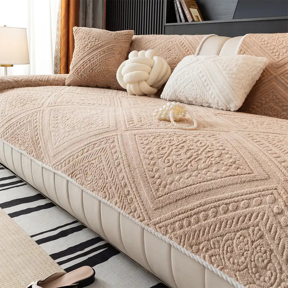 Toda la temporada de estilo nórdico Nórdico Plush Talled Decorativo Cubierta de sofá sin deslizamiento