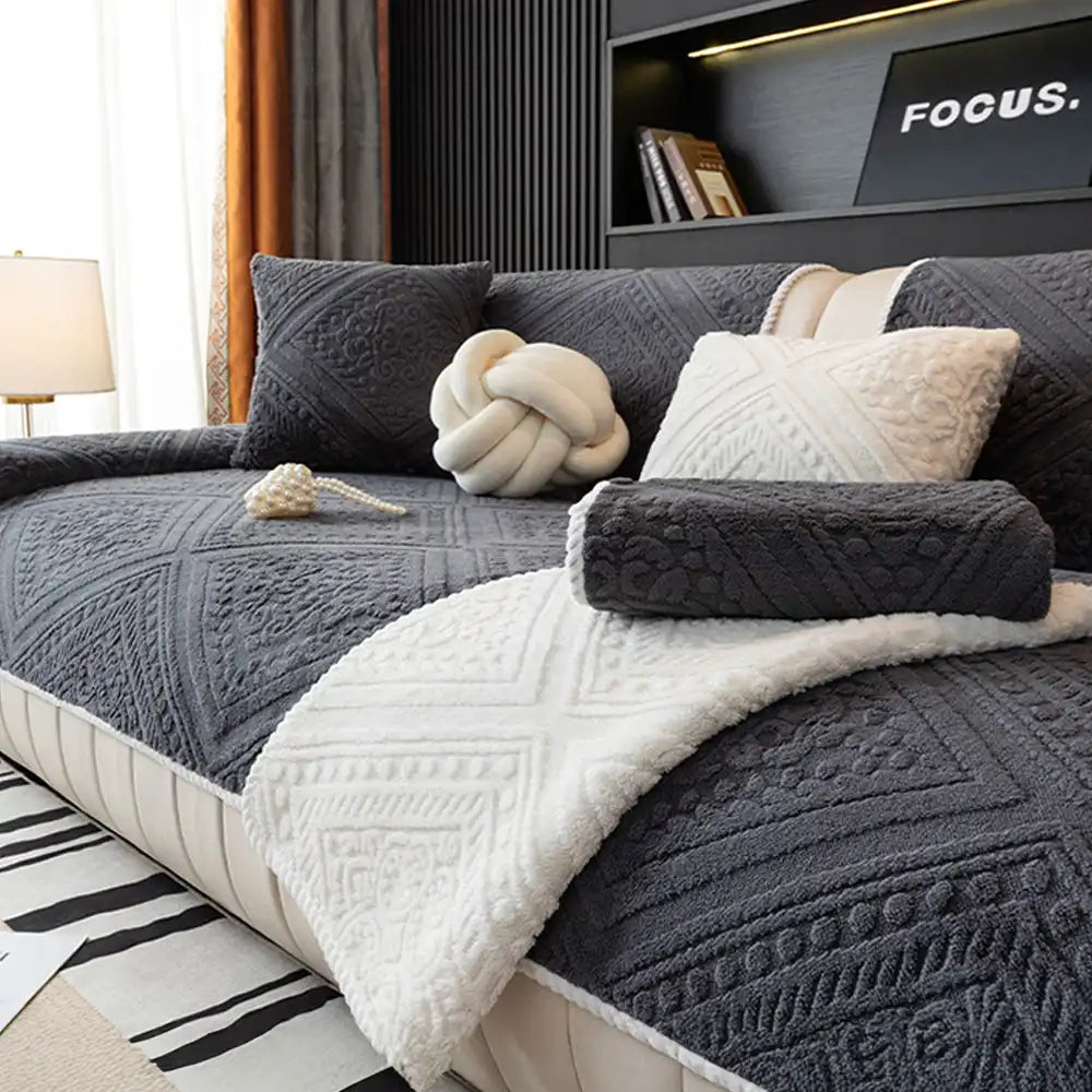 Toda la temporada de estilo nórdico Nórdico Plush Talled Decorativo Cubierta de sofá sin deslizamiento