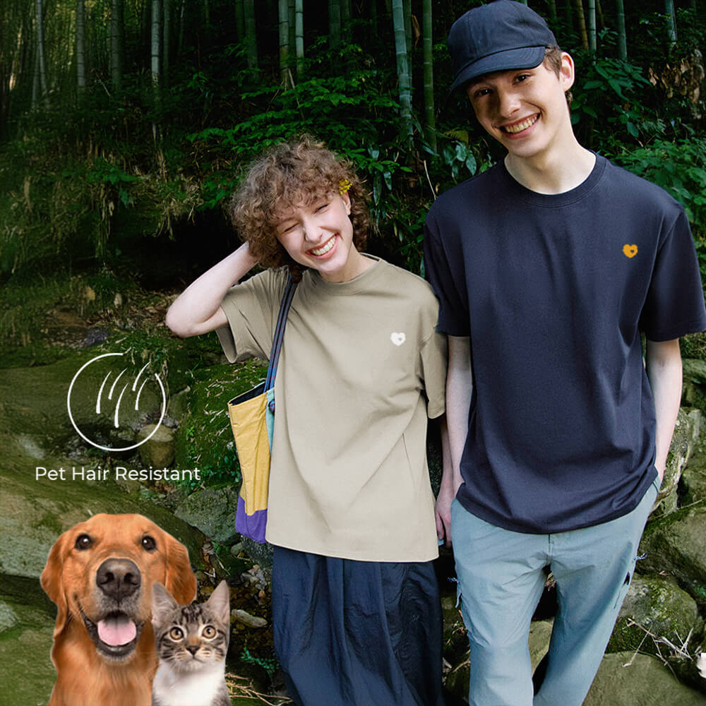 Einfarbiges, leichtes, kühlendes, gegen Tierhaare resistentes Unisex-T-Shirt