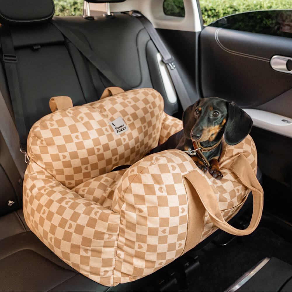 Camilla de asiento de automóvil para perros vintage corazón