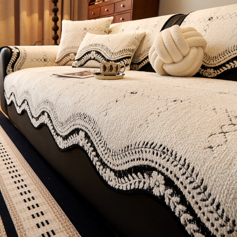 Cubierta de sofá de felpa anti-Stratch de patrón ondulado